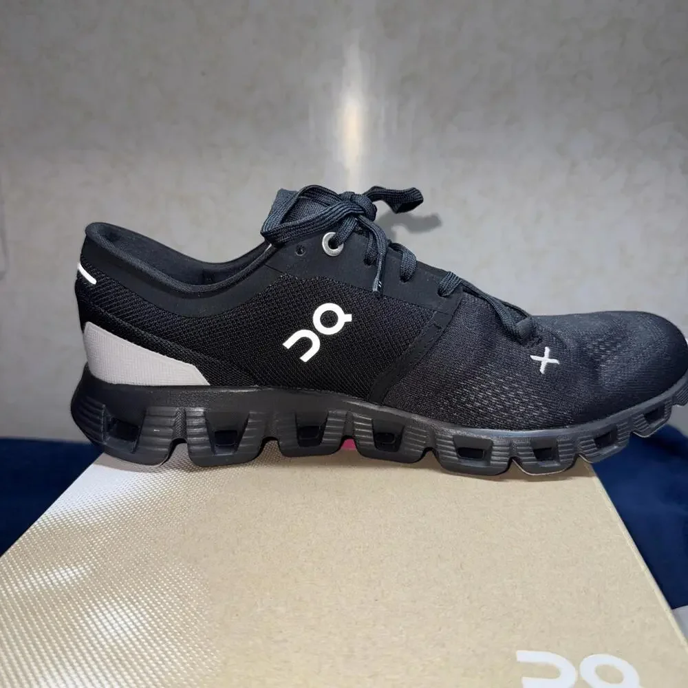 On Men's Cloud X 3 Sneakers, All Black - Size 7 Medium US Work Active Gorpcore